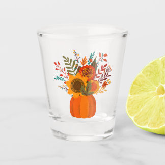 Vaso De Chupito Flores Modernas de Otoño en Calabaza