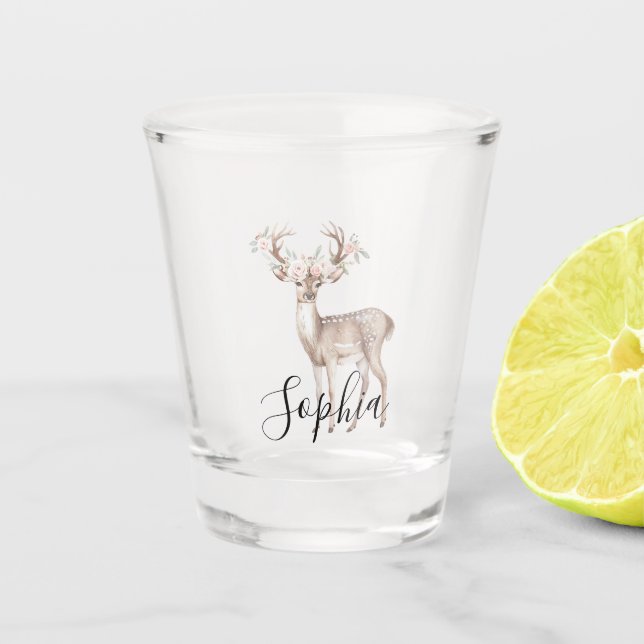 Vaso De Chupito Flores rosadas de ciervo (Anverso)