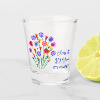 Vaso De Chupito Flores silvestres de primavera Feliz cumpleaños 30