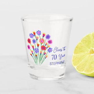 Vaso De Chupito Flores silvestres de primavera Feliz cumpleaños 70