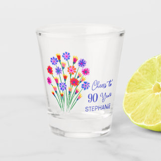 Vaso De Chupito Flores silvestres de primavera Feliz cumpleaños 90