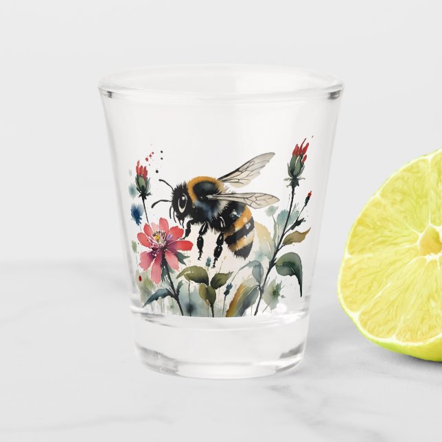 Vaso De Chupito Flores silvestres rosadas polinizantes para abejas (Anverso)
