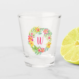 Vaso De Chupito Flores tropicales Fuchsia Monograma rosa