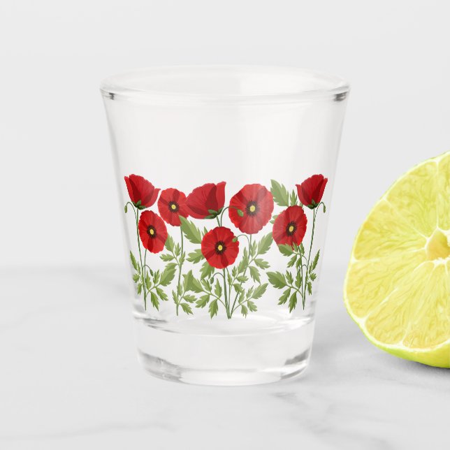 Vaso De Chupito Flores veraniegas alegres con adormidera (Anverso)