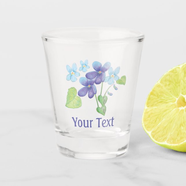 Vaso De Chupito Flores violetas salvajes son azules personalizadas (Anverso)