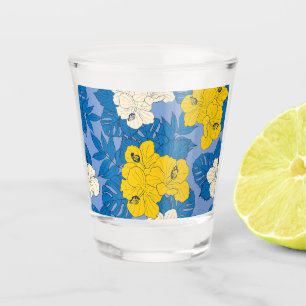 Vaso De Chupito Flores y hojas de Hibiscus