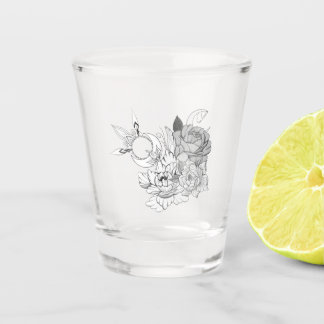 Vaso De Chupito Flores y luna 