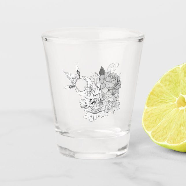 Vaso De Chupito Flores y luna  (Anverso)
