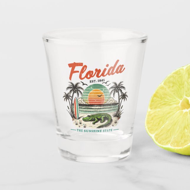 Vaso De Chupito Florida, El Estado Sunshine - Sunset Beach Scene (Anverso)