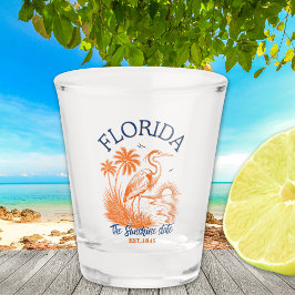 Vaso De Chupito Florida The Sunshine State with Heron & Palm Tree