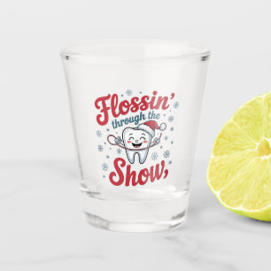 Vaso De Chupito Flossing a Través de la Nieve Divertida Navidad