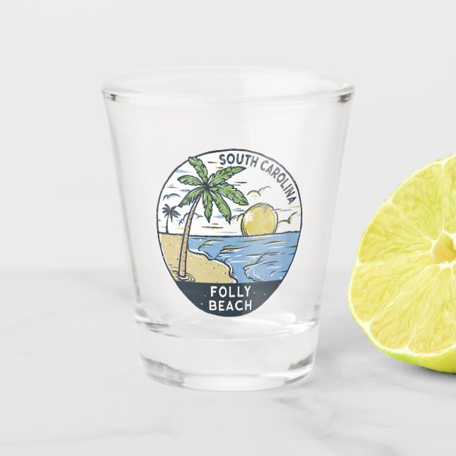 Vaso De Chupito Folly Beach South Carolina Vintage (Anverso)