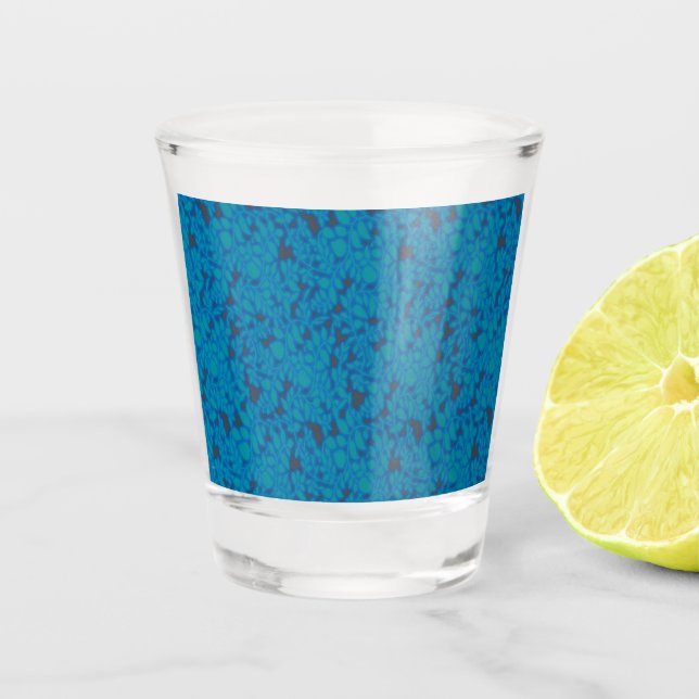 Vaso De Chupito fondo azul y negro con un patrón (Anverso)