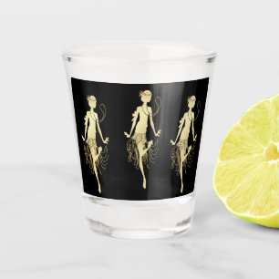 Vaso De Chupito Fondo negro de los destellos retro