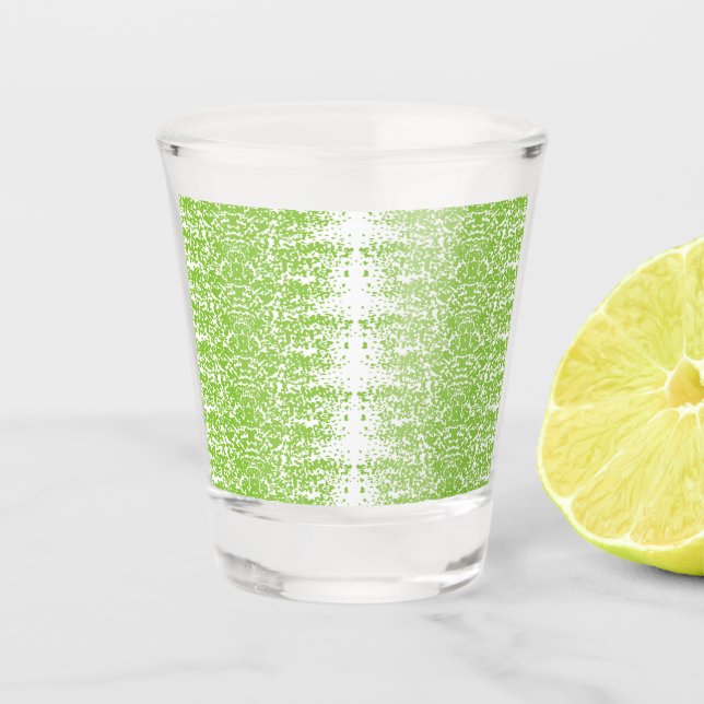 Vaso De Chupito fondo verde y blanco con puntos pequeños (Anverso)