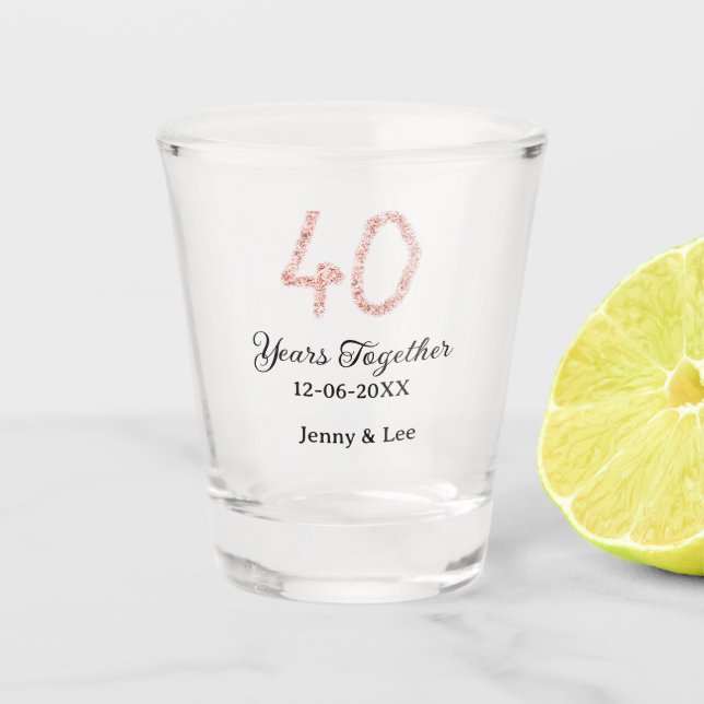 Vaso De Chupito Forty years together black pink glitter bold lette (Anverso)