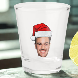 Vaso De Chupito Foto de Cara Personalizada Sombrero de Santa Navid