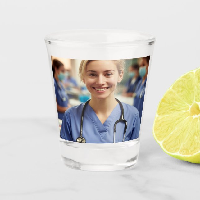 Vaso De Chupito Foto de enfermera personalizar (Anverso)