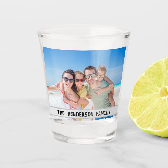 Vaso De Chupito Foto de familia divertida Monograma Glass de dispa (Anverso)