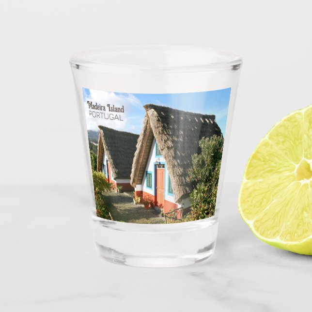 Vaso De Chupito Foto de la isla de Madeira con casas típicas, Port (Anverso)