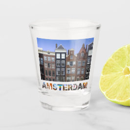Vaso De Chupito Foto de viaje de las casas del canal de Amsterdam 