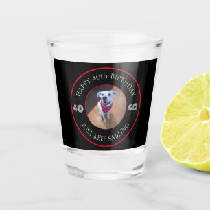Vaso De Chupito Foto del cumpleaños 40 del perro morado negro y ro