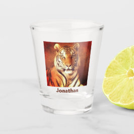 Vaso De Chupito Foto del retrato del tigre Nombre personalizado Gu