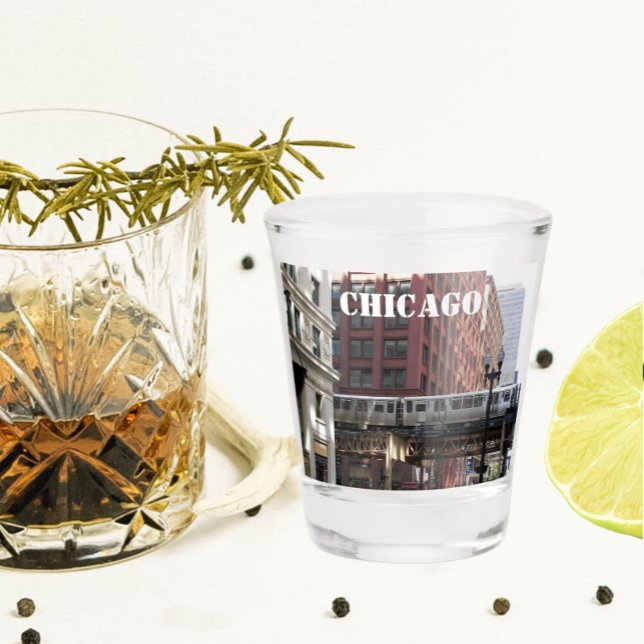 Vaso De Chupito Foto del tren elevado de Chicago Loop (In Situ)