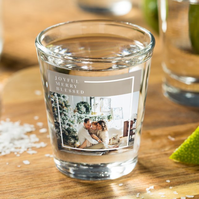 Vaso De Chupito Foto familiar moderna | Joyful Merry Blessed (Subido por el creador)