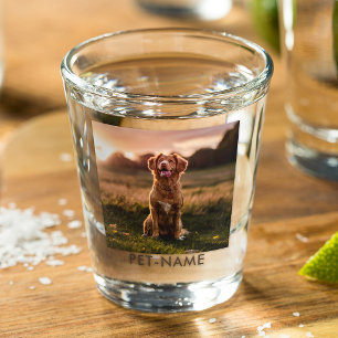 Vaso De Chupito Foto personalizada con el nombre de tu perro