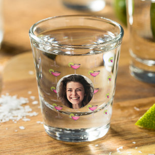 Vaso De Chupito Foto Personalizada de Cara y Cóctel Rosa Persona