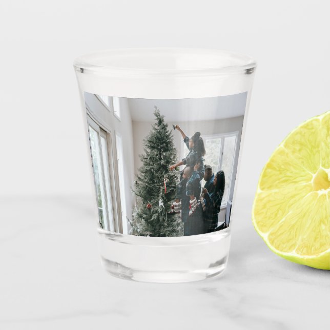 Vaso De Chupito Foto personalizada de dos Navidades de familia (Anverso)