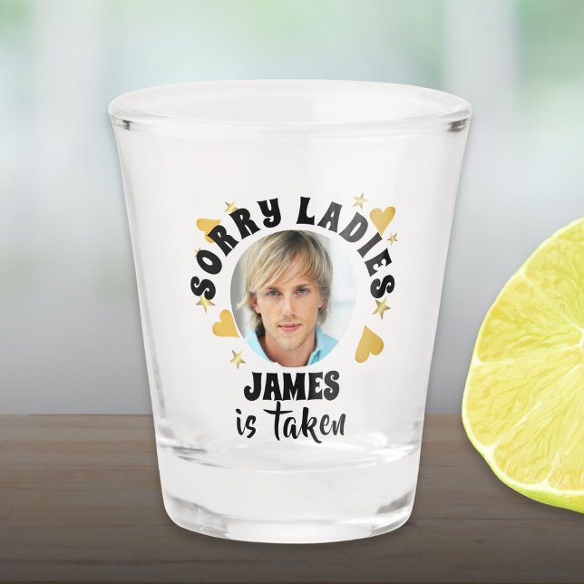 Vaso De Chupito Foto personalizada de la Bachelorette Face Grooms (Personalized Bachelorette Party Grooms Face Photo Shot Glass)