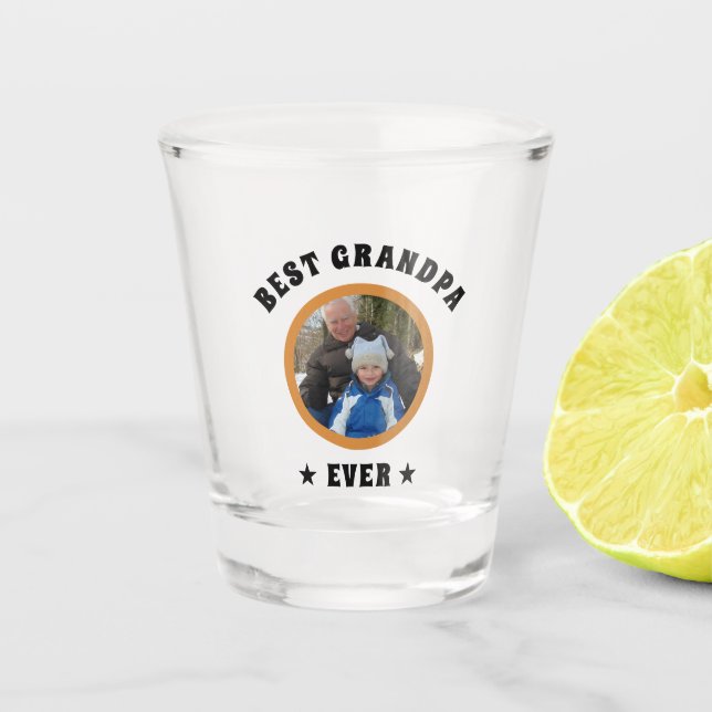 Vaso De Chupito Foto personalizada de la familia del mejor abuelo  (Anverso)