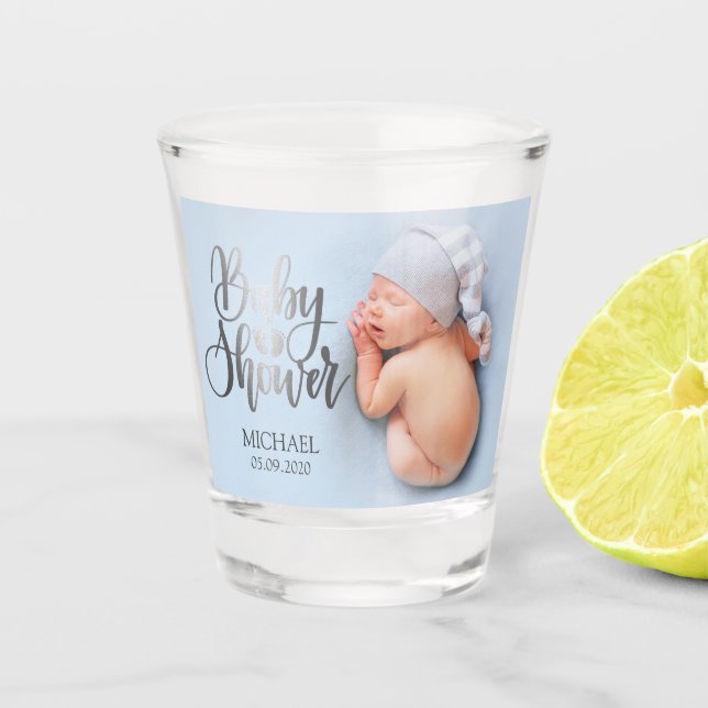 Vaso De Chupito Foto Silver Baby Shower Feet (Anverso)
