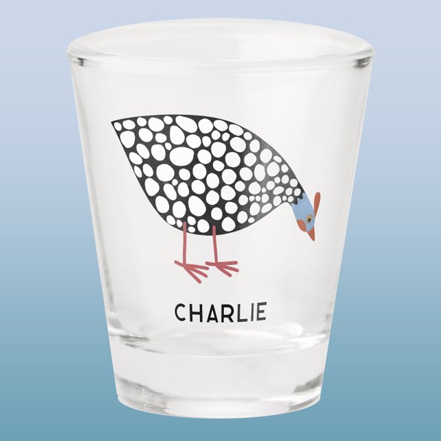 Vaso De Chupito Fowl de Guinea divertida personalizado (Fun Guinea Fowl personalized name shot glass for poultry lovers!)