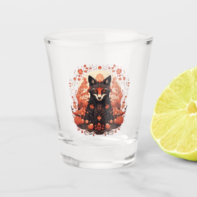 Vaso De Chupito Fox gótica y flores (Anverso)
