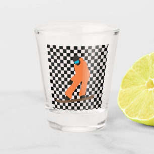 Vaso De Chupito Freeride Snowboarder Naranja Suit Checkered