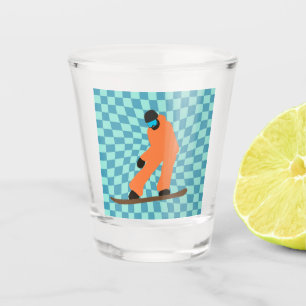 Vaso De Chupito Freeride Snowboarder Naranja Suit Checkered