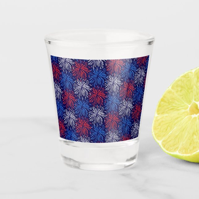 Vaso De Chupito Fuegos artificiales Patrióticos (Anverso)