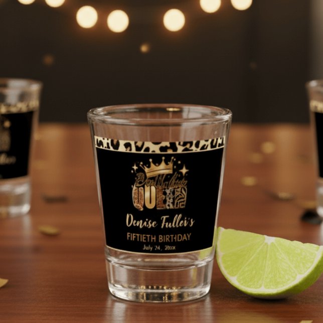 Vaso De Chupito Fun Leopard Birthday Queen Fifty Birthday (Subido por el creador)