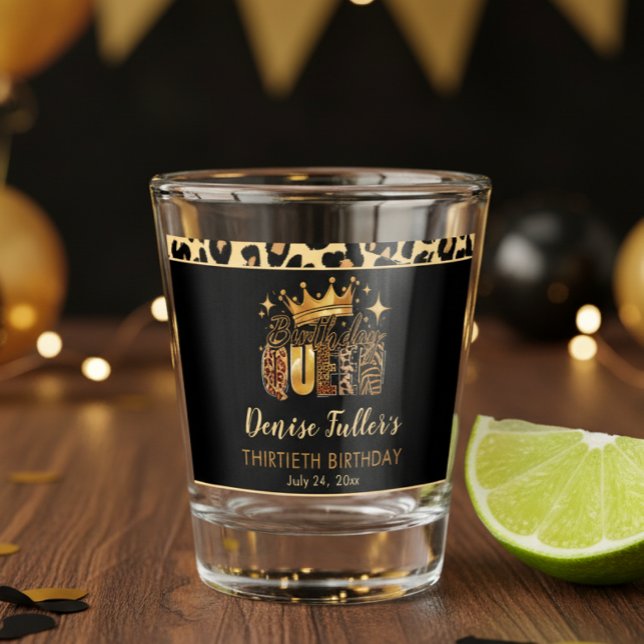 Vaso De Chupito Fun Leopard Birthday Queen Thirty Birthday (Subido por el creador)