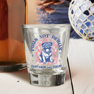 Vaso De Chupito Fun Retro Pug "Pugs No Drogas" Colores Pastel Muer
