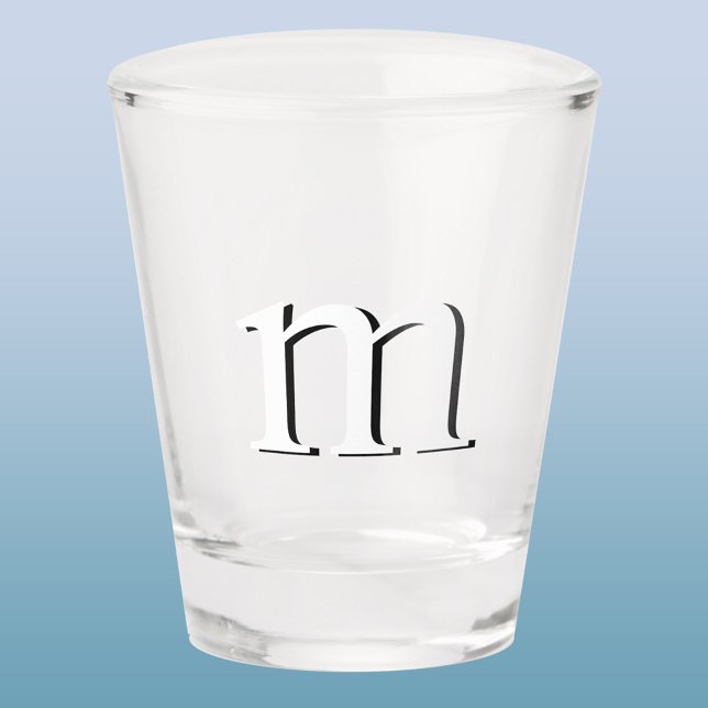 Vaso De Chupito Funda inferior inicial del monograma de sombra de  (Simple lower case drop shadow personalized monogram initial shot glass)
