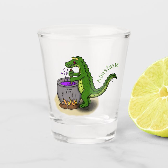 Vaso De Chupito Fundido personalizado de cocina de caimanes verdes (Anverso)