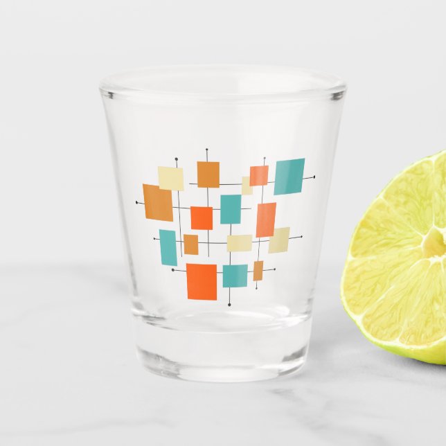 Vaso De Chupito Funky Bright Squares Mid Century Retro (Anverso)