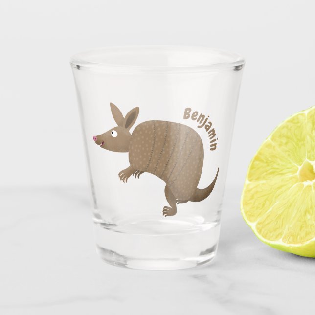 Vaso De Chupito Funny armadillo feliz personalizado ilustracion (Anverso)