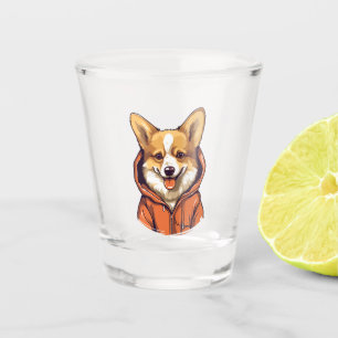 Vaso De Chupito Funny Corgi Usando Hoodie