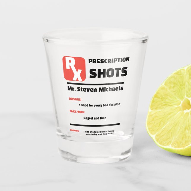 Vaso De Chupito FUNNY! 🍋‍🟩 Custom Joke Prescription Shot Glass (Anverso)