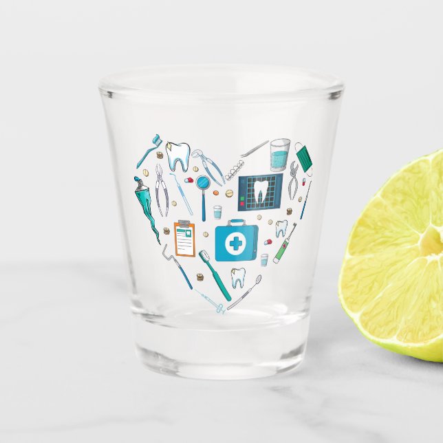 Vaso De Chupito Funny Dental Dentist Tool Heart (Anverso)